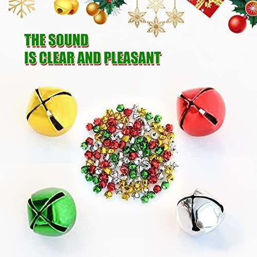 120 Pcs Christmas Jingle Bells 0.5 Inch, 4 Colors Mixed Mini Craft Jingle Bells Colorful Metal Bells for Wreath Holiday Home and Christmas DIY Decoration (4 Colors, 0.5 inch)