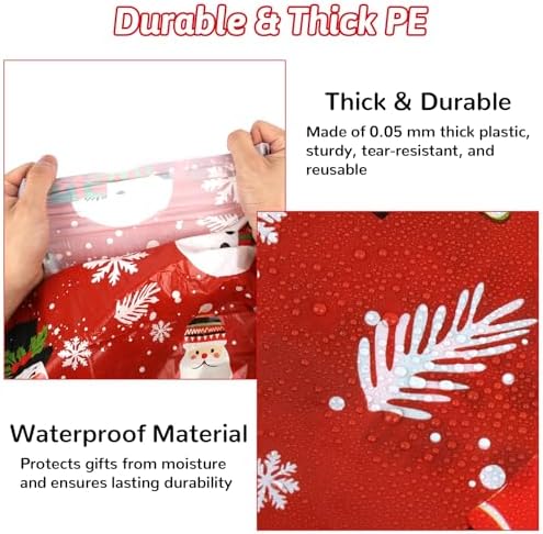 2 Pcs Large Christmas Gift Bags 44" X 36", Oversized Xmas Gift Sack with Tag & Tie, Jumbo Giant Plastic Santa Bag for Wrapping Huge Presents Christmas, Birthday, Party, Baby Shower