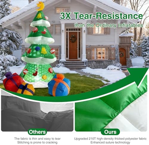 COOLWUFAN 7.5 FT Inflatables Christmas Tree Decoration, Christmas Inflatables Blow Up Yard Decoration with 3 Gift Boxes & Built-in LEDs for Christmas Decorations, Indoor Outdoor Yard Garden Lawn Decor