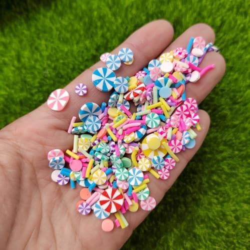 100g Christmas Candy Cane Slices Fake Sprinkles Resin Fake Candy Sprinkles Clay Sprinkle Polymer Sprinkle Polymer Clay Slices for Nail Art DIY Crafts Cake Phone (Multicolor)