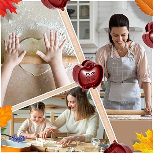 Lounsweer Hand Pie Presser Mini Pocket Pie Maker for Baking Cookie Dough One Press Pastry Mold Tool for Fall Thanksgiving Christmas Party Supplies(Apple Shape)