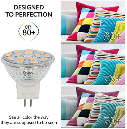 Simba Lighting LED MR11 Flood Light Bulbs (10 Pack) 12V 3W 20W Halogen Replacement 2-Pin 240lm for Landscape, Accent, Track Lights, and Christmas Tree Fiber Optics, GU4 Bi-Pin Base, 3000K Soft White