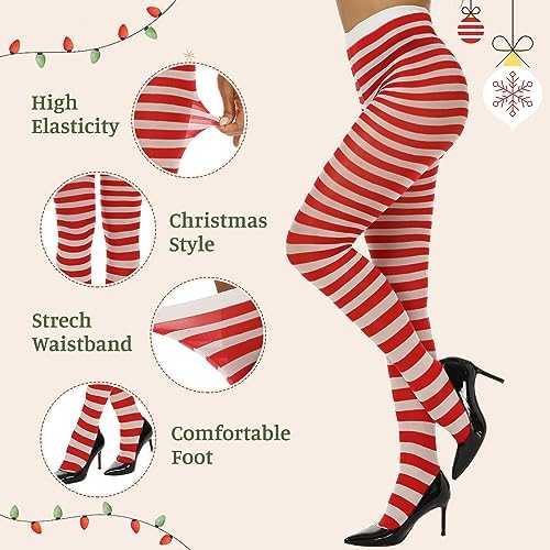 Yilanmy Halloween Striped Tights for Women Witch Tights Full Length Opaque Pantyhose 2 Pairs