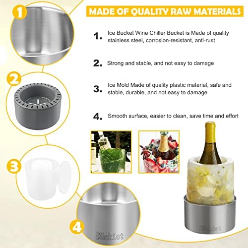 Ice Mold,Ice Bucket Mold, Ice Mold Wine Bottle Chiller,DIY Ice Bucket Mold for Wine Champagne and Cocktails,Ideal Gift for Special Parties Weddings Mother's Day Thanksgiving and Christmas