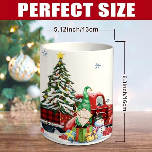 pinata Christmas Kitchen Decor Ceramic Utensil Holder, Cute Christmas Gnome Truck Utensils Holder, Xmas Ceramic Utensils Crock for Rustic Farmhouse Indoor Kitchen Decorations(6.3 Inches)