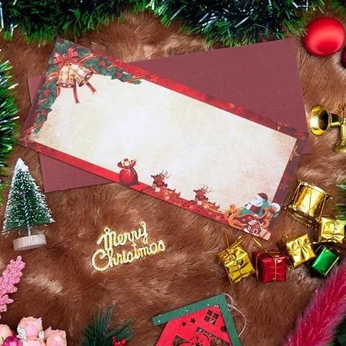 Zhanmai 60 Christmas Envelopes #10 Holiday Xmas Self Adhesive Envelopes for Mailing, Office, Business, Wedding, Birthday, Party, Gift Supplies, 4.13 x 9.53 Inch