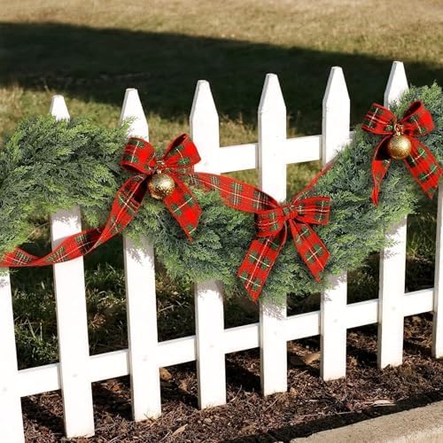 16FT Cedar Garland for Fireplace - Artificial Christmas Garland Thick and Lush Realistic Faux Cedar Fake Pine Needles Garland for Table,Window,Stairs,Mante,Indoor Outdoor Decor (1PCS)