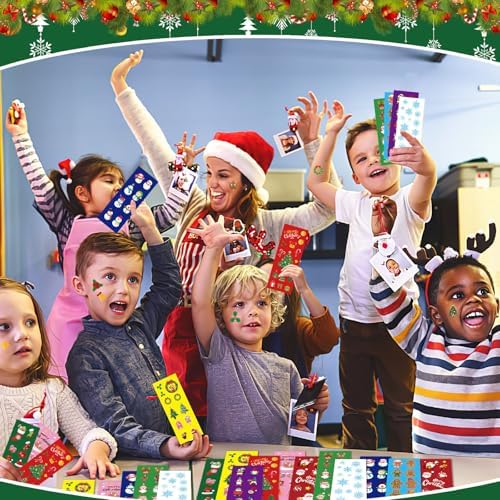 FEBSNOW Christmas Stickers, 100 Sheets Christmas Stickers for Kids Over 1300pcs Vinyl Waterproof Xmas Scrapbook Stickers Holiday Crafts Snowman Snowflakes Stickers Christmas Party Favors Gifts Decor