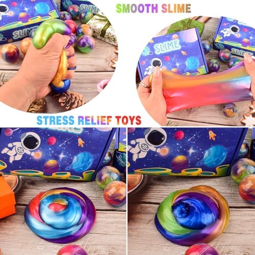 12 Pack Galaxy Slime Balls – Slime Party Favors, Non-Sticky, Soft Slime Kit for Classroom Prizes, Christmas Stocking Stuffers, Goodie Bag Stuffers,Easter Basket Stuffers for Kids Boys Girls