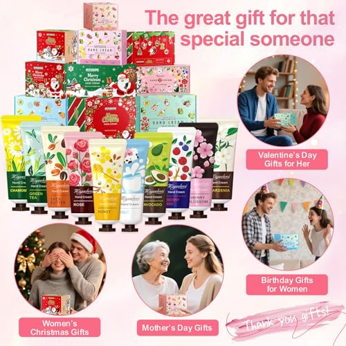 20 Pack Hand Cream Gift Set, Natural Plant Scents, Moisturizing Hand Lotion Travel Size,Gifts for Women, Birthday, Mother's Day, Valentine's Day, Christmas, Thank You Gifts