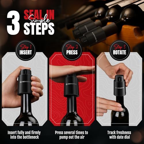 2 Pack Wine Stopper for Bottle, Premium Wine Saver with Built-in Date Tracker, Leakproof Design, Ideal Christmas and Birthday Gift for Wine Lovers.