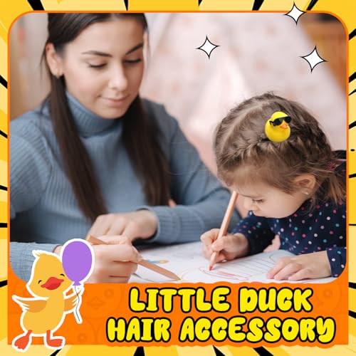12 Pcs Duck Hair Clips Cute Festival Rave Sprouts Yellow Duck Hairpin Kawaii Cartoon Ducky Clips Decorative Hair Accessories for Christmas Halloween Holiday Party Props(Cool Style)