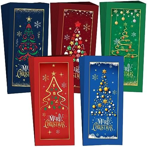 150 Pcs Christmas Currency Envelopes Xmas Money Cash Greeting Card Holder Winter Christmas New Year Greeting Envelopes for Cards Cash Tips Coins Presents Gift Company Bonuses 2.88 x 6.5" (Tree Style)