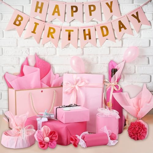 120 Sheets Pink Tissue Paper for Gift Bags, Assorted Pink Gift Tissue Paper Bulk for Art Crafts Packaging Gifts Wrapping Baby Shower Wedding Birthday Christmas Decorations, 14 x 20 Inch