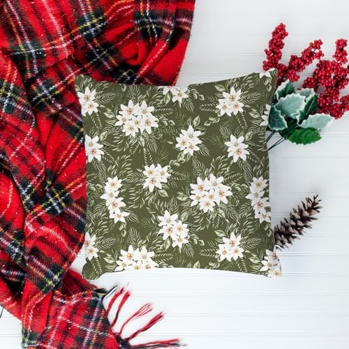 Whaline 12Pcs Christmas Watercolor Forest Cotton Fabric Bundles 18 x 22 Inch Green Christmas Tree Flower Deer Fat Quarter Xmas Quilting Patchwork for DIY Handmade Sewing Crafting