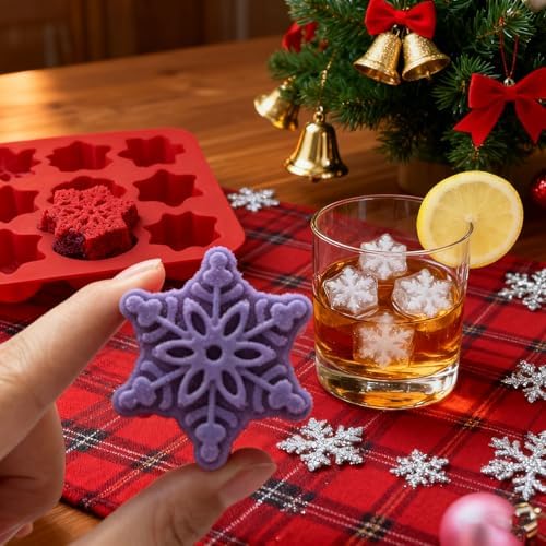 2 PCS Snowflake Silicone Mold, 9 Style Christmas Snowflake Chocolate Candy Molds Holiday Siliocne Baking Molds for Dessert Soap Candles Jello Ice Wax Melt, Xmas Party Baking Cake Decor Mold