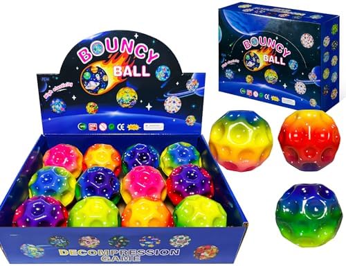 Space Moon Bouncy Ball - Moon Shape High Bouncing Ball for Hand-Eye Coordination - Ideal for Athletes - Great for Christmas, Halloween, Summer Camp, Easter