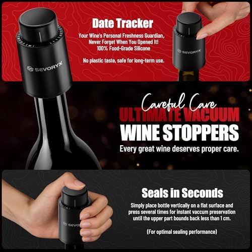 2 Pack Wine Stopper for Bottle, Premium Wine Saver with Built-in Date Tracker, Leakproof Design, Ideal Christmas and Birthday Gift for Wine Lovers.