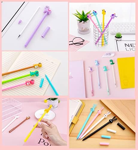 YYaaloa 70pcs Cute Novelty Gel Ink Pens Cartoon Animal 0.5 mm Black Ink Pens Bulk for Kids Office School Supplies Christmas Party Gifts