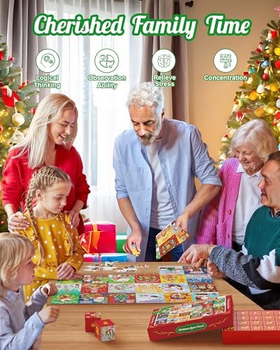 D-FantiX Puzzle Advent Calendar 2025 for Adults Kids, Christmas Jigsaw Puzzles 24 Days Countdown Calendars for Boys, Girls, Teens, 1008 Pieces Winter Xmas Holiday Vintage Puzzle Gift Decoration