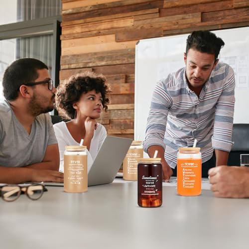 12 Set Employee Appreciation Gifts Bulk, Personalized Inspirational Thank You Gifts for Christmas Staff Coworker 16 oz Can Shaped Beer Glass Cups, Gift Box and Card for Team Women Men Teacher