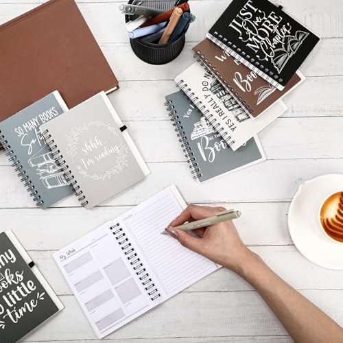 Thenshop 10 Set Book Lovers Gifts Inspirational Spiral Notebook Weekly Planner Motivational Pen Book Worm Gifts for Women Christmas Club Reading Gift Thanksgiving Librarian Reader(Aesthetic Colors)
