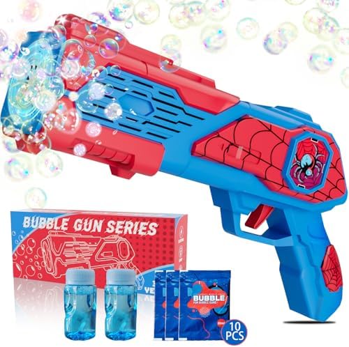 Spider-Bubble Machine Gun for Kids: Toys for 3+ Year Old Boys, Spider Toys for Boys 4-6, Outsider&Outdoor Toy for Toddlers 3-5, Christmas, Summer, Wedding, Party Favors, Halloween, Birthday Gifts