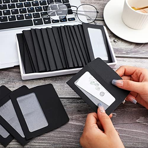 120 Packs Window Gift Card Envelopes Gift Sleeves Credit Size Business Invitation Card Envelopes for Christmas Thanksgiving Gifts, 3.9 x 2.4 Inch(Classic,Black)