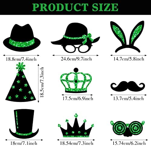 Zonon 24 Pieces Funny Photo Booth Props:Halloween,Christmas,Family Reunion, Class Reunion, Birthday, Weddings, Prom Disco Mardi Gras Party Supplies - Mix of Hats, Lipstick, Tie(Green and Black)