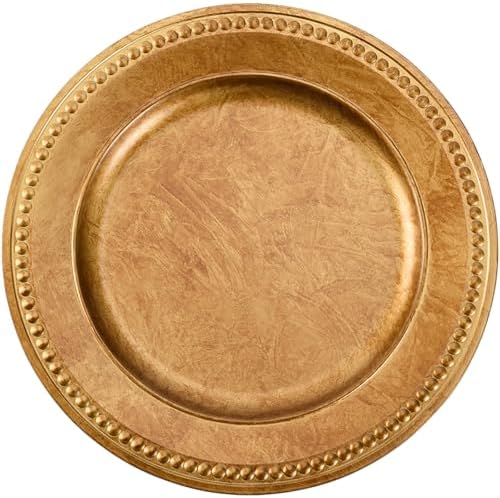 13" Vintage Brown Charger Plate, Rustic Chargers for Dinner Plates, Elegant Table Setting Centerpieces Decor Bulk Wedding Christmas Thanksgiving Holiday Parties Events, Set of 6