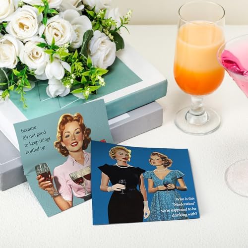 100 Pcs Funny Cocktail Napkins Call Me Cocktail Napkins Retro Holiday Decorative Bar Supplies for Adult Funny Gifts Christmas Tea Party(Retro Fashion)