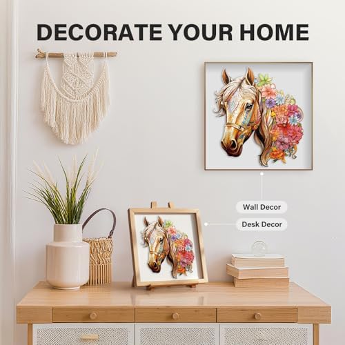 Wooden Puzzles for Adults, Horse Wood Puzzles Adult, Unique Animal Shape Wooden Jigsaw Puzzle, Christmas Birthday Gifts for Women Men Puzzle Game Lovers (S - 9.8×8.9in - 100pcs)