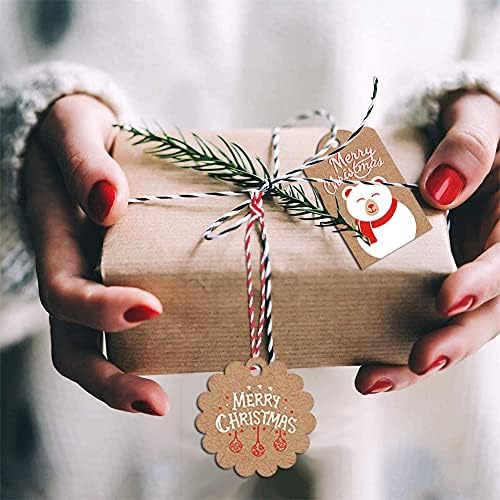 120PCS Brown Kraft Paper Gift Tags - DIY Christmas Hanging Name Tags with Twine String - Wedding & Crafts