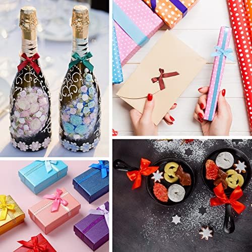 Ysleen 300 Pcs Mini Ribbon Craft Bows, Small Multicolor DIY Craft Tiny Satin Bows for Presents Gift Wrapping Hair Clip Flower Bouquet Christmas Wedding Birthday Sewing Scrapbooking(Bright Colors)