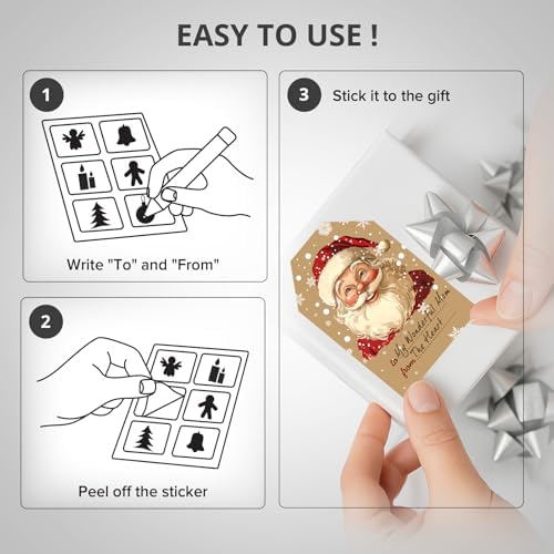 X-Protector Christmas Gift Tags 112 PCS - 3x2 in Christmas Wrapping Paper Name Tags - 5 Sheets of Self-Adhesive Xmas Present Labels Stickers - Peel and Stick Gift Wrap Tags!