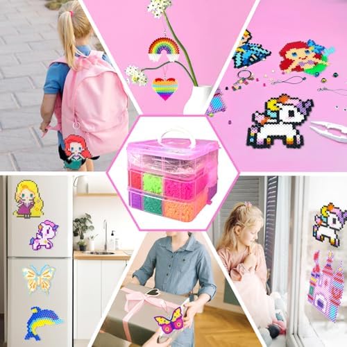 11000 Fuse Beads Kit - 20 Colors 5mm Bead Craft Set with Storage Box, Pegboard, Ironing Paper and Accessories, Arts and Crafts Kits for Kids Age 5+ Christmas Birthday DIY Craft Gift for Girls & Boys