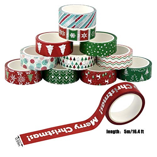12 Rolls Christmas Washi Tape 0.6" x 16.4ft Silver Foil Merry Christmas Masking Tape Great for DIY Journal, Calendar, Gift Wrapping