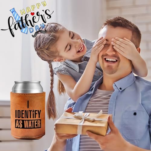 Gifts for Dad Grandpa Husband, 12Oz Faux Leather Can Cooler, Christmas Stocking Stuffers Gift, Funny Gag Mens Gifts ldeas from Daughter Son for Men White Elephant Gifts for Adults with Humorous Design