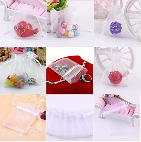 Wudygirl 100pcs Organza Bags 4X6 Gift Bags with Drawstring Jewelry Pouches for Party Wedding Favor Christmas Candy Baby Shower (White 4x6)