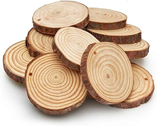 ARTEZA Natural Wood Slices, 2.4-2.8 Inch Diameter, Set of 45, Brown Round Pine Wood Discs with Bark for Crafts, Christmas Ornaments, Centerpieces