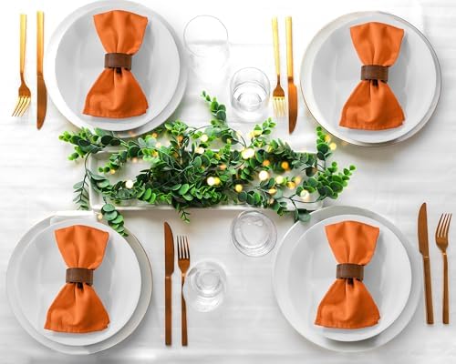 Zoyer Cloth Napkins Set of 4, 18x18 Inches Cotton Enrich Napkins Cloth ‎Washable, Soft & Durable Dinner Napkins for Parties, Wedding, Christmas, ‎Thanksgiving & Everyday Use - Orange