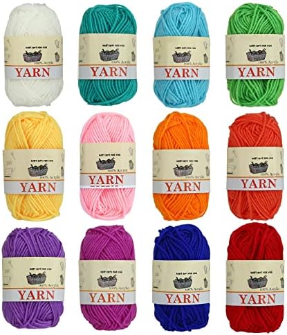 Yinsun 12 Christmas Skeins Acrylic Yarn Mini Craft Yarn 100% Acrylic Yarn for Crocheting, Starter Crochet Bulk Yarn for Child, Adult Knitting Crochet & Crafts (12 x 15g)