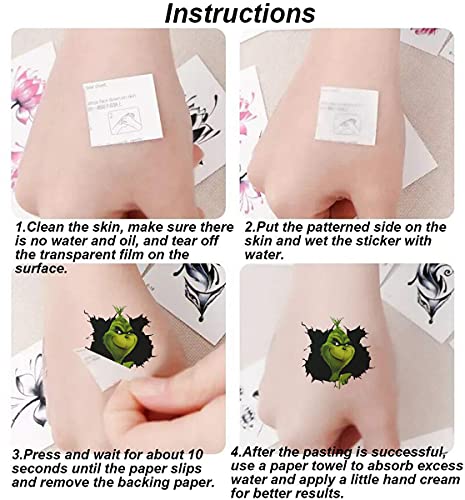 12 Sheets Christmas Temporary Tattoos for Kids, Christmas Party Decorations Winter Christmas Party Supplies for Kids Boys Girls Fake Tattoos Stickers Xmas Party Favors Gifts Holiday Tattoos