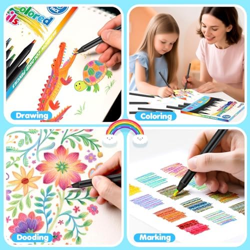 16 Pcs Rainbow Colored Pencils, Art Supplies Stocking Stuffers for Kids, Creative Teens Gifts Trendy Stuff for Girls Age 5-12, Great Party Favors Gift for Birthday/ Valentine's Day/ Easter/ Christmas