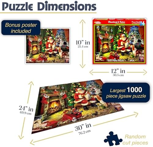 White Mountain Checking It Twice Christmas Puzzles 1000 Pieces Jigsaw Puzzle for Winter