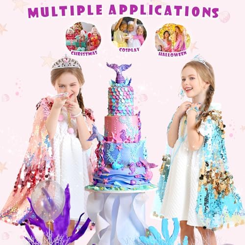 Princess Dress Up Toys Mermaid Dress Up Cape Kit 9 Pcs Gift Set for Little Girls 3-8 Years Old