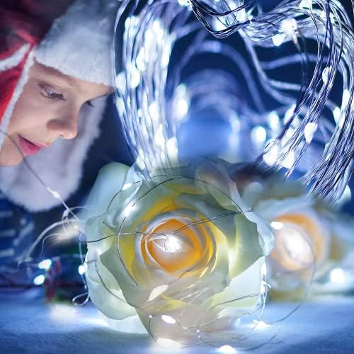 15 Packs Fairy String Lights, 6.6FT 20 LED Battery Operated Silver Copper Wire Starry String Light for DIY Party Christmas Costume Wedding Easter Table Decorations (Cool White)