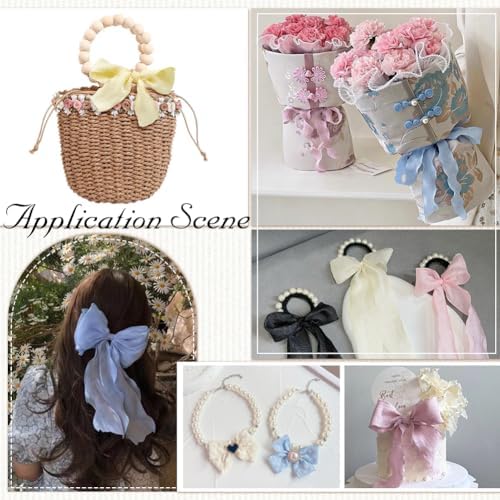 10 Yards 1.5 Inch Yellow Ruffle Fabric Trim Double Ruffled Edge Ribbon Chiffon Polyester Silk Grosgrain Ribbons with Spool for Gift Wrapping Wedding Invitations Bouquet Christmas Party Decor