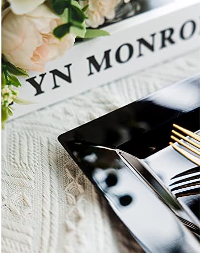 100 Pack Black Plastic Square Dessert Plates, 6.5" Disposable Salad Plates Heavy Duty Plates for Party, Wedding, Christmas, Easter