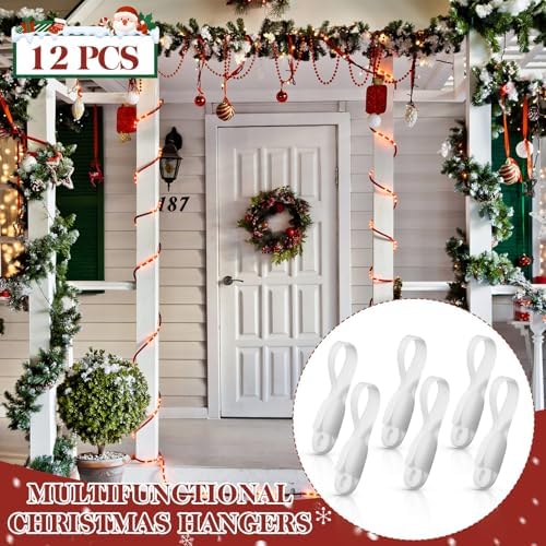 12 Pcs Christmas Garland Hanger for Mantle Cord Bundlers Cord Organizer for Appliances, Self Adhesive Kitchen Sticky Silicone Holder Organizer for Christmas Wreath Fireplace(Clear)